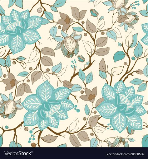 Colorful Floral Pattern Wallpaper With Big Vector Image