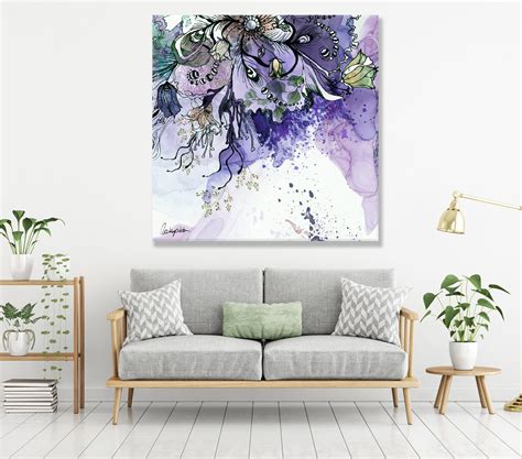 Purple Abstract Wall Art Large Modern Art Abstract Canvas Etsy