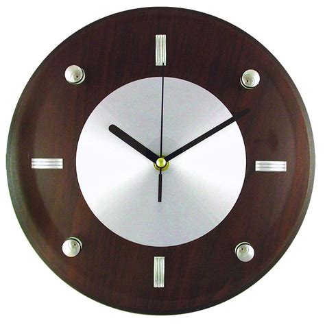 Timekeeper Products 10 34 In Glass And Brown Wood Wall Clock With