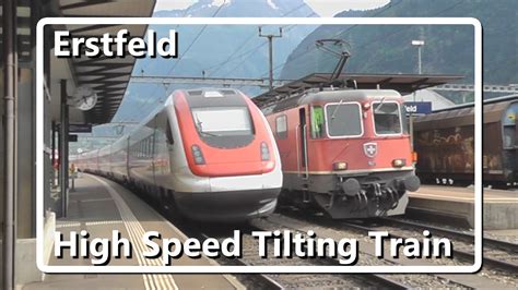 High Speed Tilting Train Comes Through Erstfeld Youtube