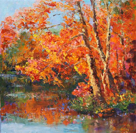 Palette Knife Painters International Autumn Reflections Oil Painting