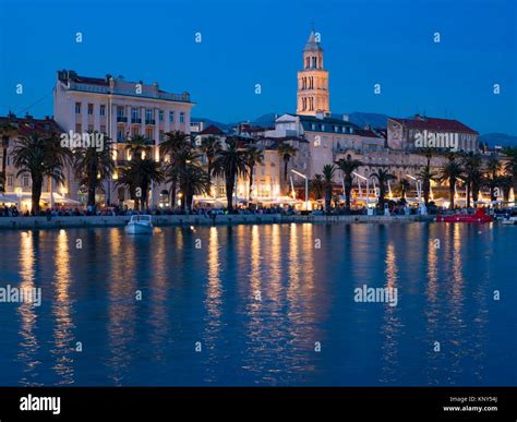 Split Croatia Harbor At Sunset Stock Photo Alamy