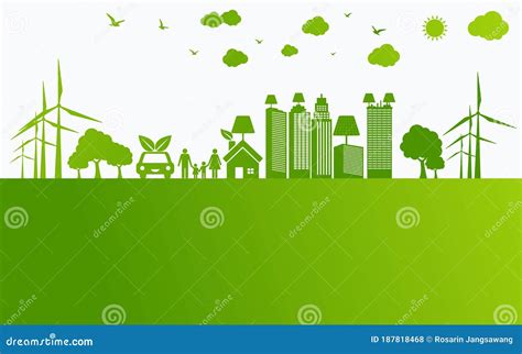 Green Ecology City Environmentally Friendly Stock Vector Illustration