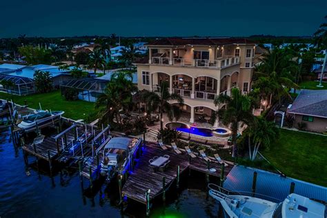 Pictured Night Shot Of The Back Of This Fort Myers Beach Luxury Home