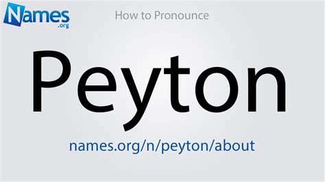 How To Pronounce Peyton Youtube