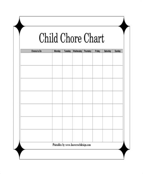 Best Templates Blank Chore Chart Printable