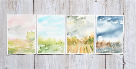 Watercolor Landscapes Inspired By The Four Seasons Sarah Van Der