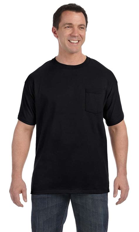 Hanes The Hanes Mens 61 Oz Tagless Pocket T Shirt Black Xl