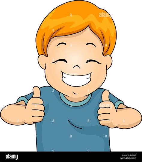 Illustration Of A Little Boy Giving Two Thumbs Up Stock Photo Alamy
