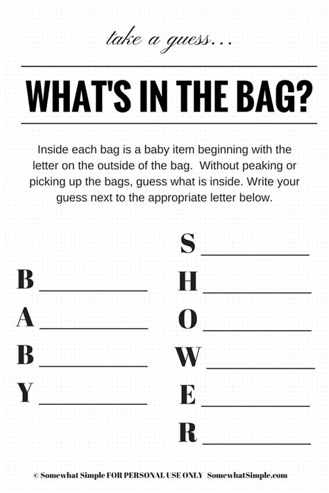 What S In Your Diaper Bag Baby Shower Game The Art Of Mike Mignola