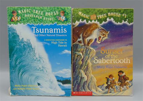 Magic Tree House Softcover Book 7 Sunset Of The Sabertooth And Research Guide Tsunamis And