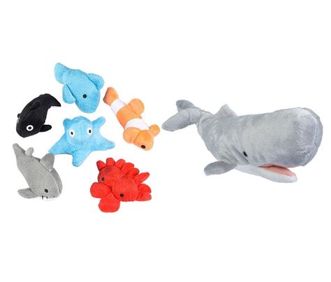 Plush Super Soft Sea Life Toys 24pc Set And Sperm Whale Pounce Pal Toy