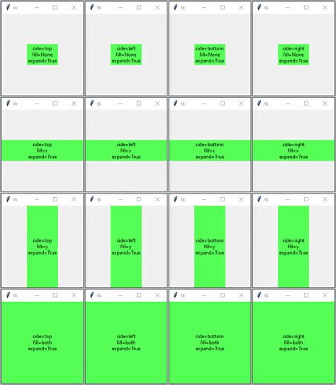 Difference Between Fill And Expand Options For Tkinter Pack Method