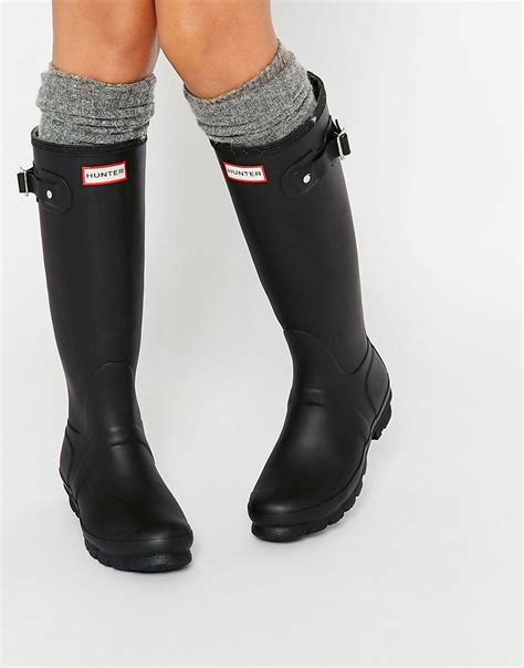 Hunter Original Tall Black Adjustable Wellington Boots At