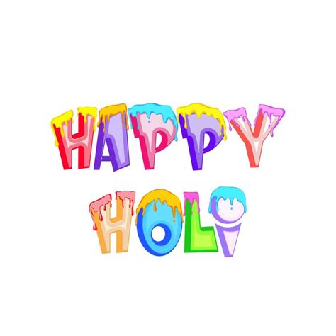 Colorful Happy Holi Font With Dripping Effect On White Background