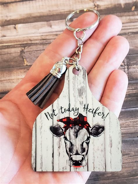 Cattle Livestock Keychain Cow Ear Tag Tassel Not Today in 2020 | Cow ears, Keychain, Ear tag