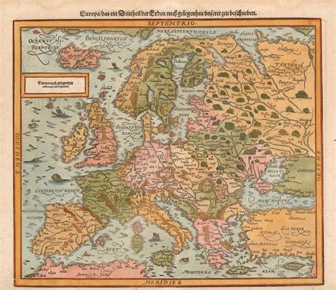 Ancient Map Of Europe 1590 Very Rare Map Fine Reproduction Etsy