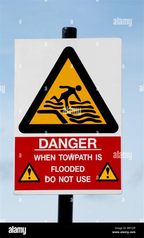 Danger Flood Warning Sign Stock Photo Alamy