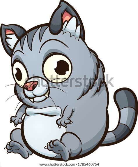 Fat Cartoon Gray Cat Sitting Down Stock Vector Royalty Free 1785460754