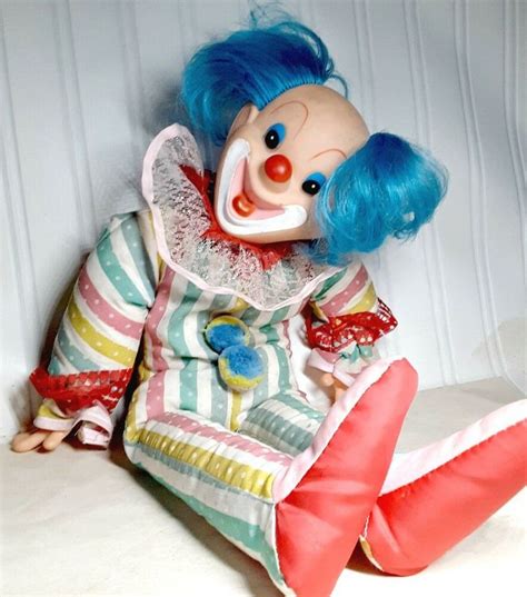 Vintage Creepy Clown Doll Blue Hair Nonworking Voice Box By Ozen