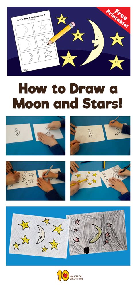 13 minutes to the moon. How to Draw a Moon and Stars - 10 Minutes of Quality Time