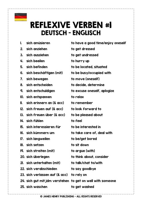 German Reflexive Verbs German Language Learning German Phrases