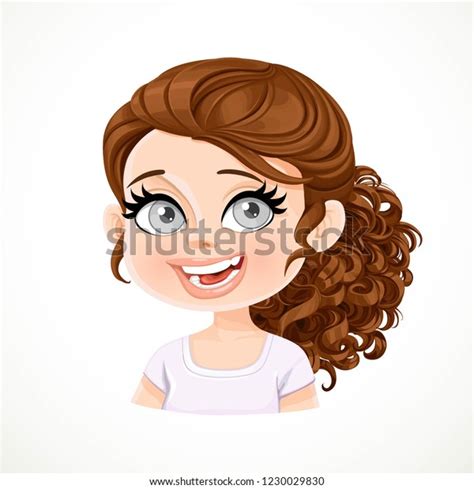 beautiful enthusiastic cartoon brunette girl dark stock vector royalty free 1230029830