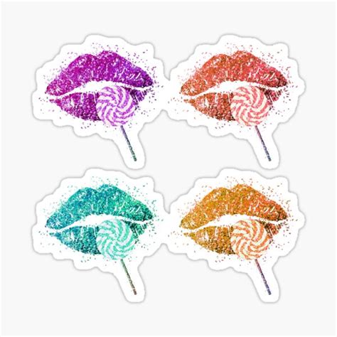 Sexy Glitter Lollipop Lips Sticker Pack Sticker For Sale By Aredshirt Redbubble