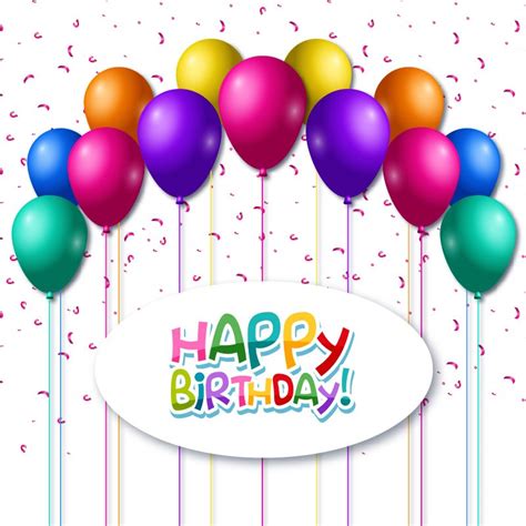Happy Birthday Card Template With Colorful Balloons 2