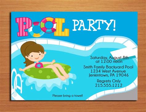 Swimming Pool Birthday Party Invitations Invitation Design Blog