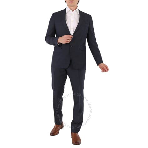Burberry Mens Carbon Blue Pattern Slim Fit Two Piece Wool Suit Brand