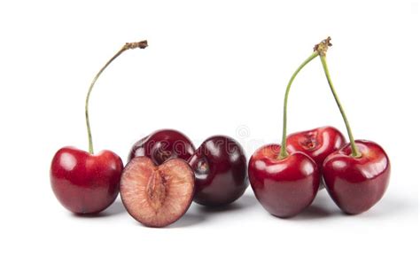 Red And Black Cherries On White Background Stock Image Image Of Food
