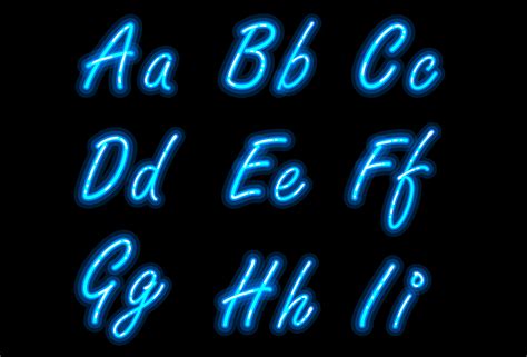Neon Alphabet Font In Blue Part 1 533273 Vector Art At Vecteezy