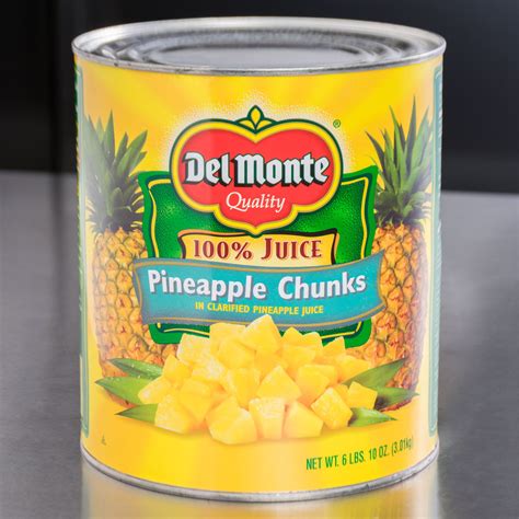 Del Monte 10 Can Pineapple Chunks In Juice 6case