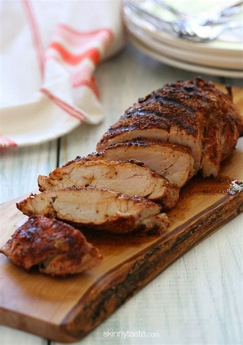 A cooked, medium pork cutlet or steak provides 239 calories, 34g protein, 10g fat, 4g saturated fat, 697mg sodium, and 0g carbohydrate, if you eat only the lean part of the steak. Grilled Cumin Spiced Pork Tenderloin | Skinnytaste