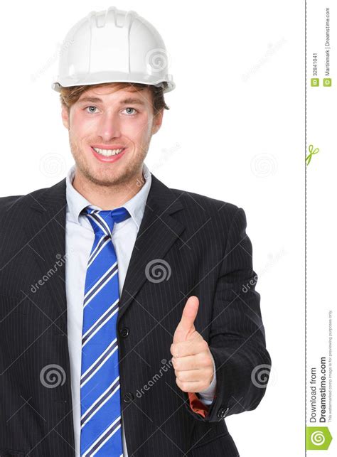 Engineer Or Architect In Suit Successful Thumbs Up Stock Image Image