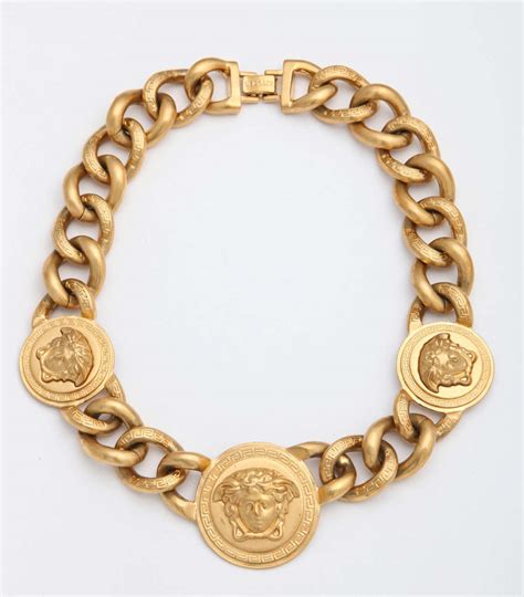 Versace 3 Medusa Gold Chain Necklace At 1stdibs Versace Gold Chain