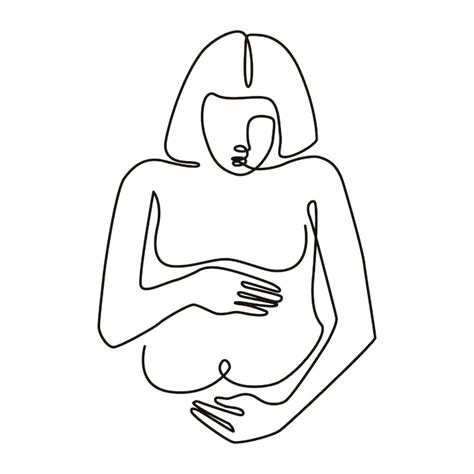 Premium Vector Pregnant Woman Line Art Woman Silhouette Vector Illustration