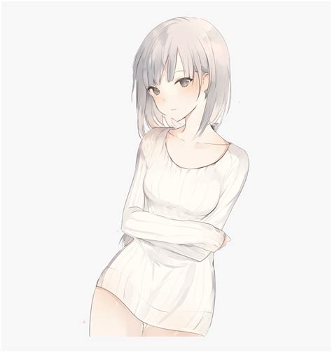 Anime Hair Png Cute White Haired Anime Girl Transparent