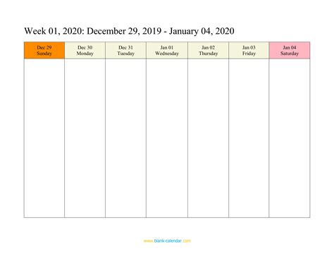 Printable Calendar Planner Template Weekly Calendars 2020 For Word 12