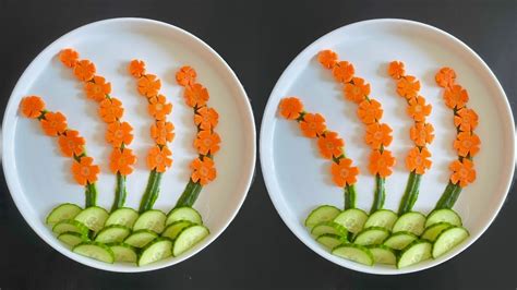 Salad Decoration With Cucumber And Carrot Salad Carving Garnish