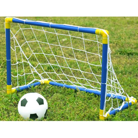 Folding Mini Football Soccer Goal Post Net Set With Pump Kids Sport