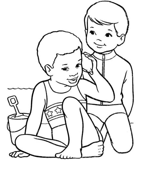 Our collection of images also includes themed pictures of the seasons and holidays. Two Kids Playing with the Beach Sand Coloring Page ...
