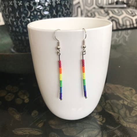 Rainbow Dangle Earrings Handmade Drop Pride Etsy