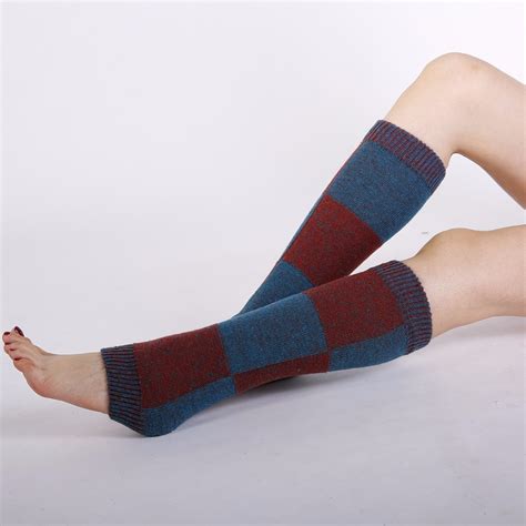 buy ubetoku women s winter warm soft knitted leg warmers plaid patchwork loose