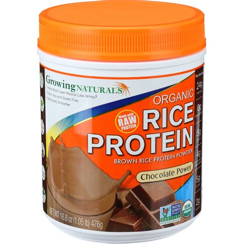 Growing Naturals Organic Rice Protein Powder Chocolate 24g Protein 1