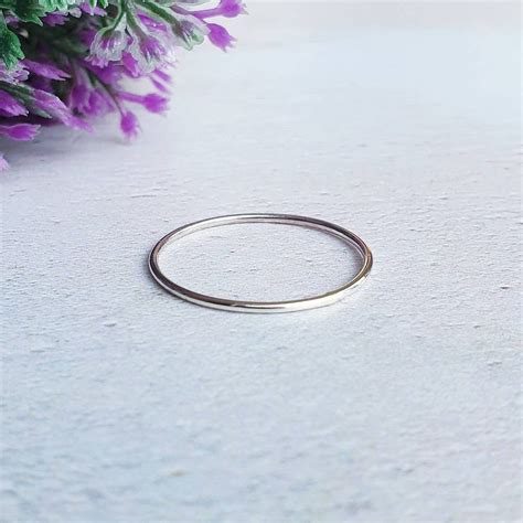 1mm Silver Stacking Ring Sterling Silver Plain Band Etsy Uk