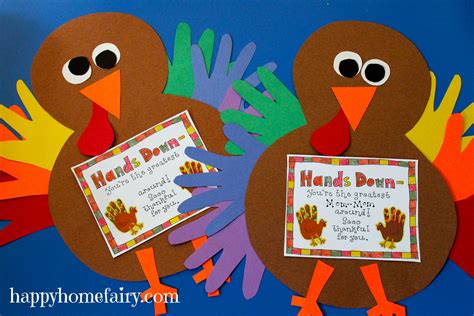 Thankful Handprint Turkey Craft Free Printable Happy Home Fairy