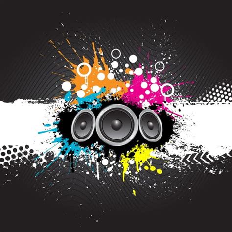 Grunge Style Music Background With Speakers Eps Vector Uidownload