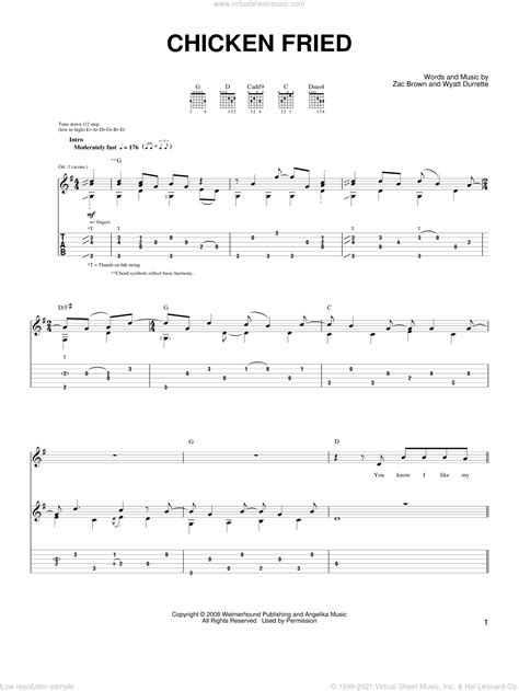 Chords are the backbone of most guitar music. Band - Chicken Fried sheet music for guitar solo (chords) PDF
